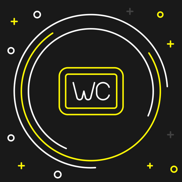 线厕所图标孤立的黑色背景。WC的迹象。卫生间。色彩缤纷的轮廓概念。向量图片下载