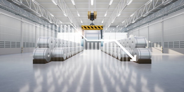 三维渲染轧钢，不锈钢或镀锌钢卷的概念。图片下载