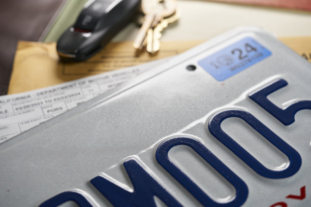 有文件的汽车车牌登记。的事实。美国图片下载