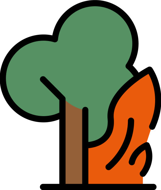 燃烧的树图标扁平图片下载