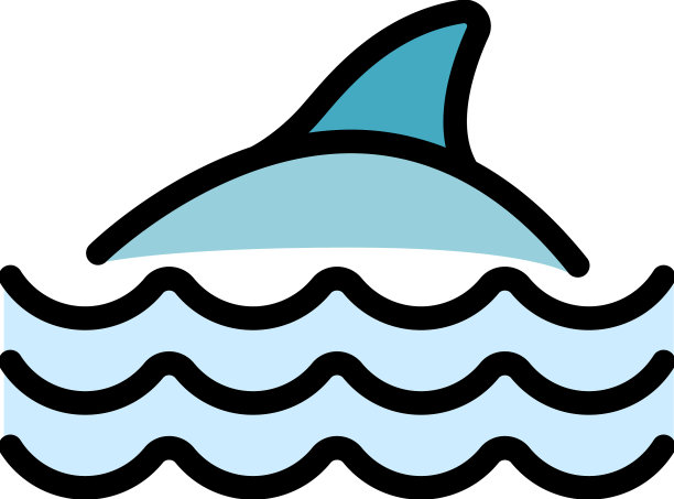 波浪海豚图标平图片下载