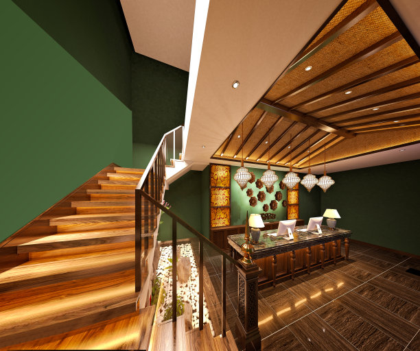 3d渲染豪华酒店大堂入口图片下载