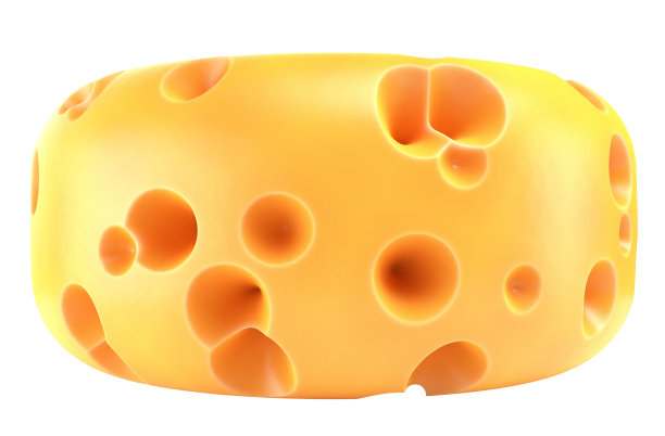 在白色背景上孤立的奶酪头。三维渲染图片下载