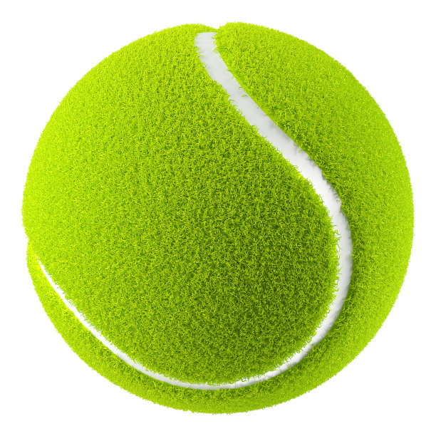 白色背景上孤立的绿色网球。三维渲染图片下载
