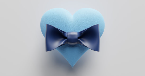 庆祝父亲节。大心脏上的领结。三维渲染图片下载