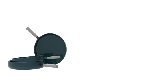 蓝色的煎锅孤立在白色的背景上。厨具设计理念。图片下载