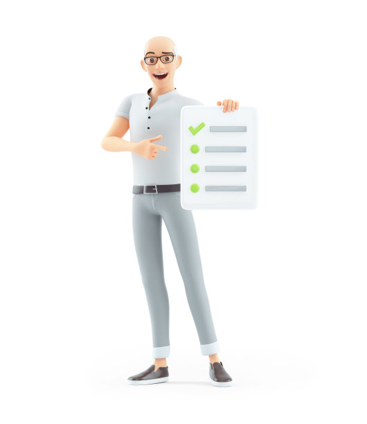 3d老年人员指着检查表图片下载