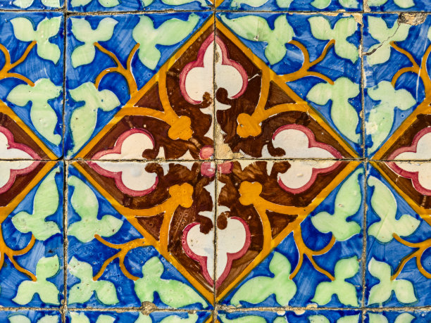 传统华丽的葡萄牙装饰瓷砖azulejos图片下载