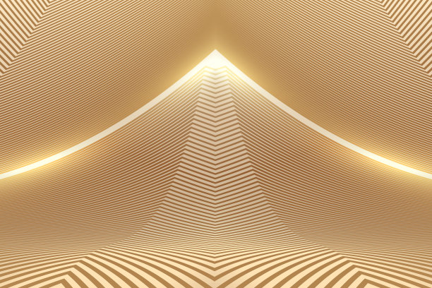 金色的线条创造了抽象的建筑空间和延伸到远处的道路图片下载