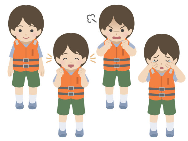 穿着救生衣的男孩的各种表情图片下载