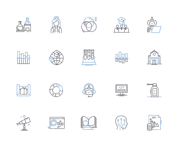 动物学线条图标集合。动物群，栖息地，食肉，食草，杂食性，濒危，哺乳动物矢量和线性插图。爬行动物，鸟类，昆虫的轮廓标志设置图片下载