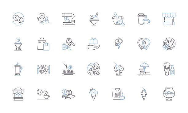 茶室线条图标收藏。舒适，宁静，邀请，传统，放松，迷人，复古矢量和线性插图。宁静，清新，令人愉快的轮廓标志设置图片下载