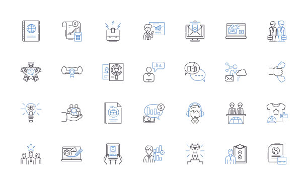 网站开发线性图标集：HTML、CSS、JavaScript、PHP、Python、Ruby、Java矢量线性插图。SQL、JQuery、Bootstrap轮廓标志集图片下载