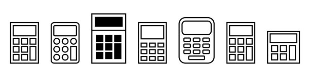 现代计算器图标设置为移动应用程序和设计。财政的概念。矢量隔离在白色背景上。图片下载