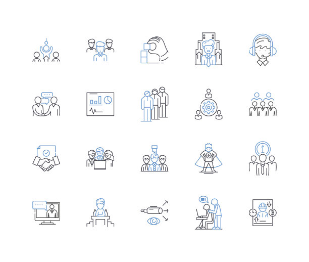 游客高兴线图标收集。喜悦，喜悦，满足，兴高采烈，满意，知足，幸福矢量和线性插图。激动，兴奋，迷人的轮廓标志设置图片下载