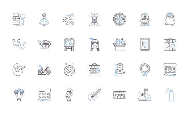 唯一性线条图标集合。原创性，个性，独特性，新颖性，奇异，古怪，不寻常的矢量和线性插图。偏心、发散、创新的轮廓标志设置图片下载