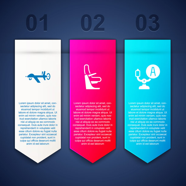 设置无人机、飞机座椅和飞机舵机。业务信息图表模板。向量图片下载