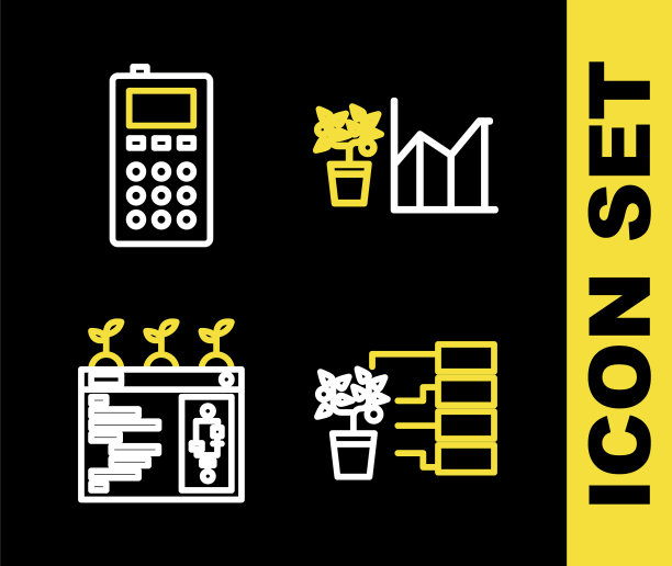 集花卉统计、分析、智能农业技术和远程控制图标。向量图片下载