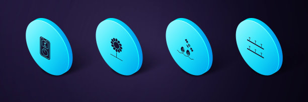 设置等距自动灌溉喷头，智能农场与无人机，花卉和农业技术图标。向量图片下载