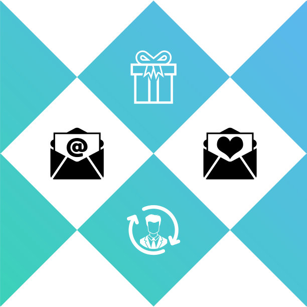 设置邮件和电子邮件，人力资源，礼盒和信封与情人节心脏图标。向量图片下载