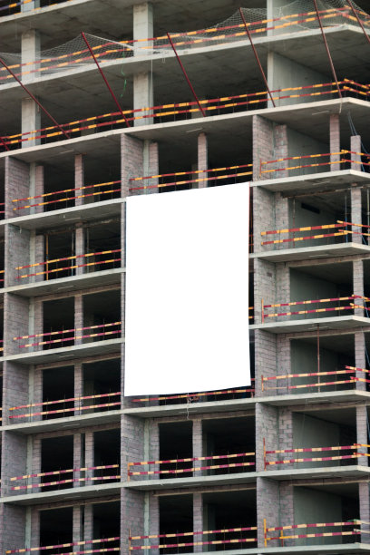 建筑工地上广告牌的特写图片下载