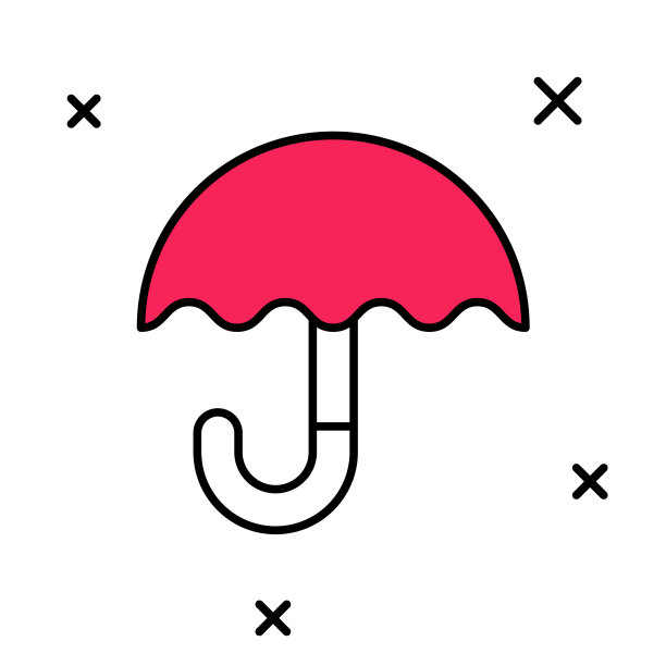 经典优雅的开伞图标孤立的白色背景。防雨标志。向量图片下载