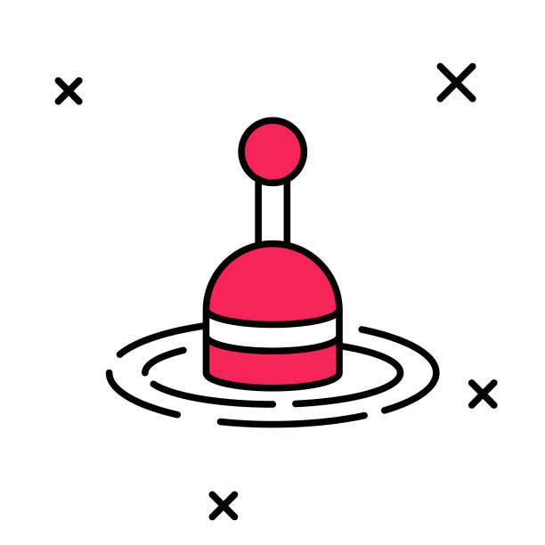 钓鱼浮在水中图标孤立的白色背景。渔具。向量图片下载