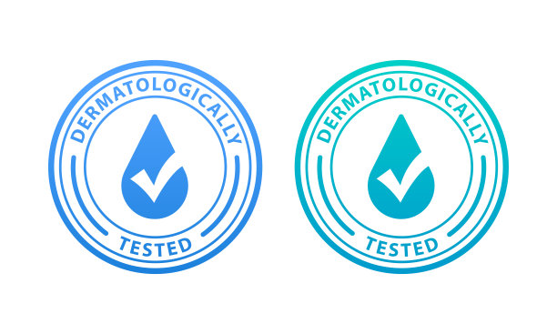 皮肤病矢量图标模板。适用于产品标签。皮肤科测试和临床测试的皮肤科医生徽章为无过敏包装和健康。矢量图图片下载
