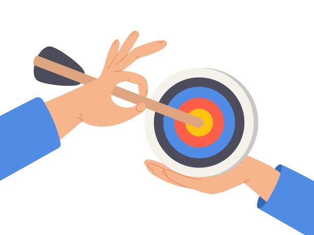 商人手握目标，箭射中靶心。目标或目标，专注和集中以获得成功，目的或目标，瞄准目标靶心，准确性，挑战和抱负。图片下载