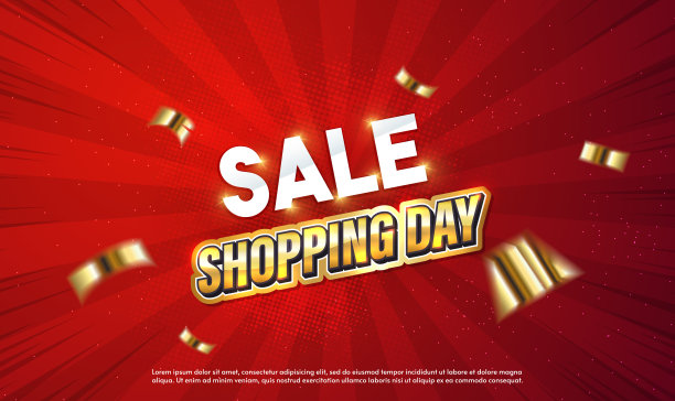 销售横幅模板设计与金五彩纸屑图片下载