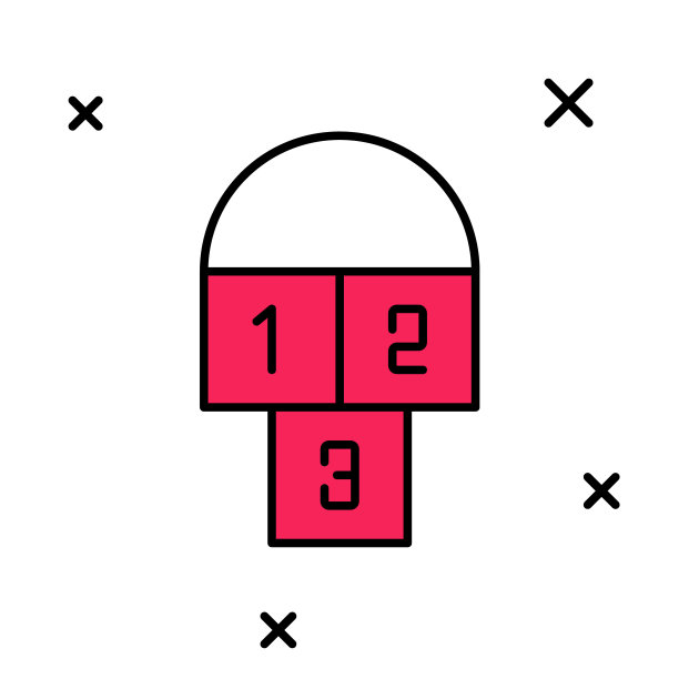 填充轮廓跳房子图标孤立的白色背景。儿童沥青涂料绘图。向量图片下载