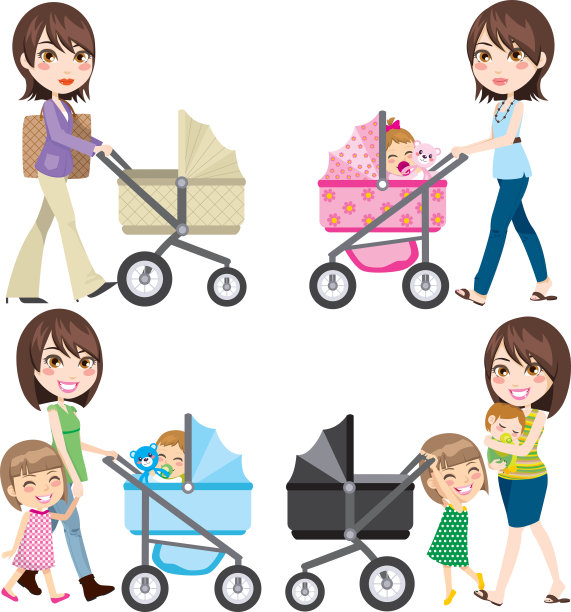 推着婴儿车的妈妈图片下载