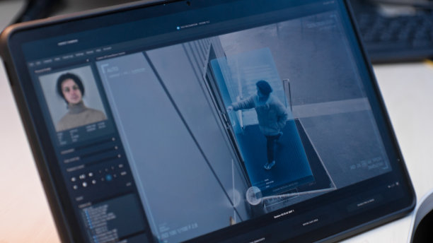 从闭路电视摄像机回放显示在平板电脑屏幕上图片下载