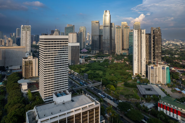 黄金时段壮丽的雅加达天际线图片下载