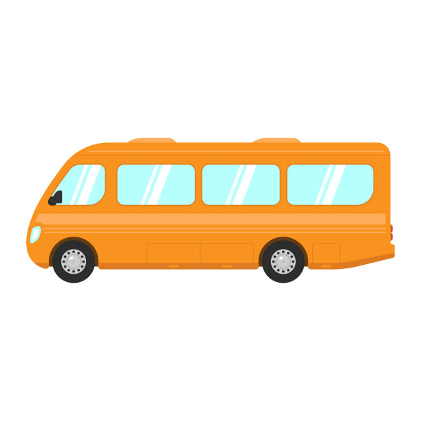 公共汽车图标。彩色剪影。侧视图。矢量简单的平面图形说明。白色背景上的孤立物体。隔离。图片下载