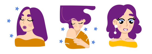 可爱的女孩。纸板、颜色。美丽的女孩。矢量插图。图片下载