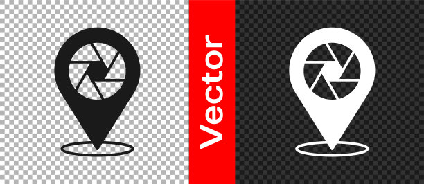 黑色相机快门图标隔离在透明的背景。向量图片下载