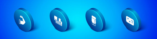 集等长健美肌肉，拳击手套，健身俱乐部，健身卡和毛巾堆叠图标。向量图片下载