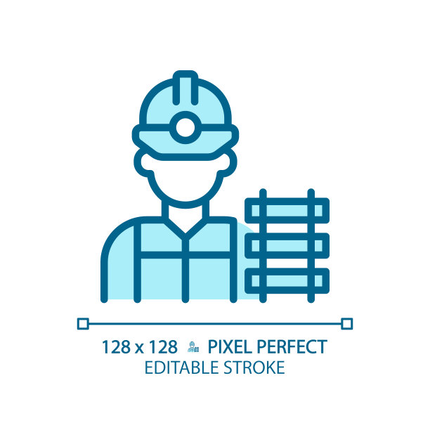 铁路工人像素完美的蓝色RGB颜色图标图片下载