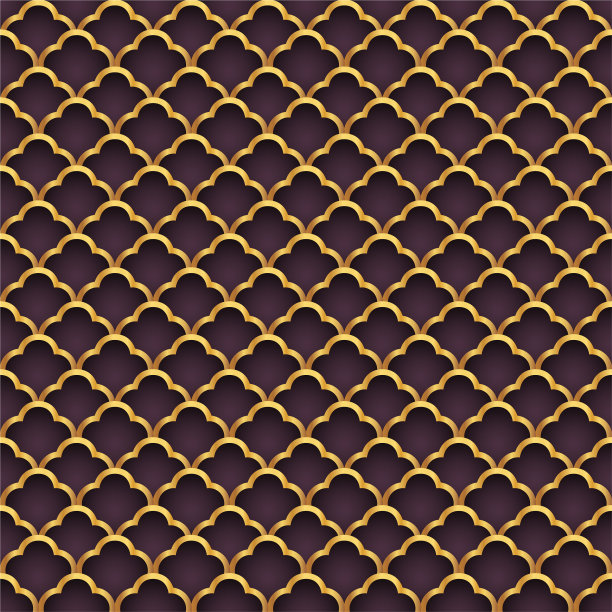 传统中国鱼鳞无缝花纹。亚洲海浪奢华点缀。图片下载