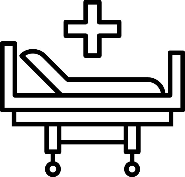 病床线标志上方的医疗十字。可编辑的中风。适合各种类型的设计，横幅，信息图表，商店，商店，网站图片下载