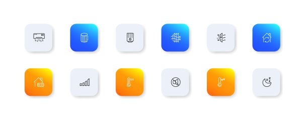 空调。平面、彩色、空调功能。矢量图标。图片下载