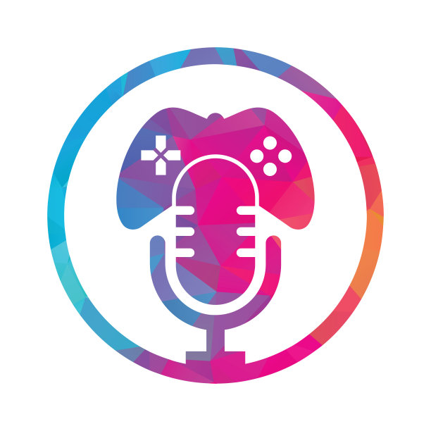 手柄和播客标志设计模板。图片下载