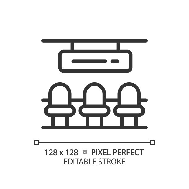 候车厅像素完美的线性图标图片下载