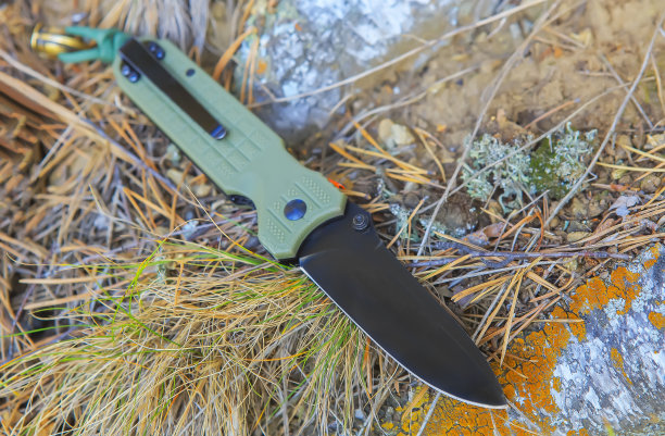 在桦树根部折叠战术刀图片下载