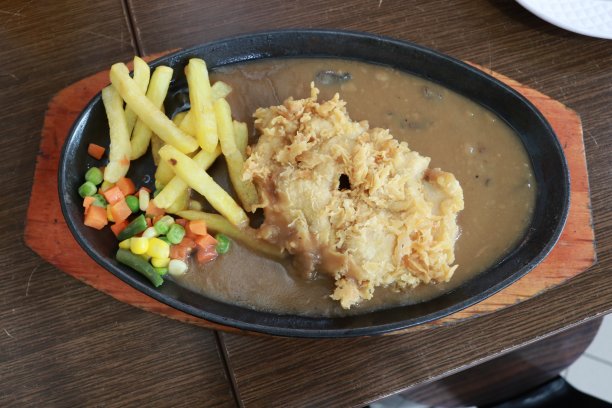 晚餐配鸡排图片下载