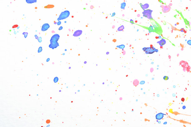 水彩溅在白纸上，五彩缤纷的艺术设计图片下载