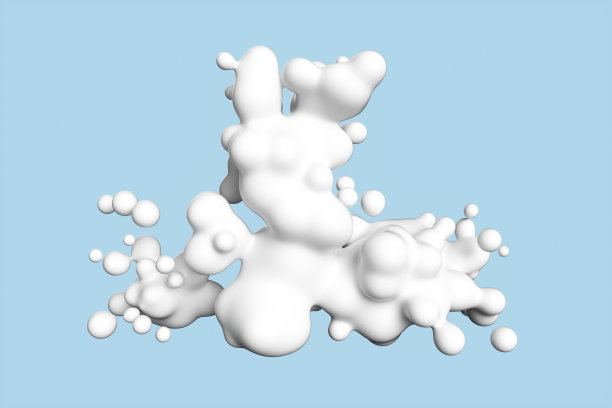 白色奶油在蓝色背景上的特写。三维渲染图图片下载