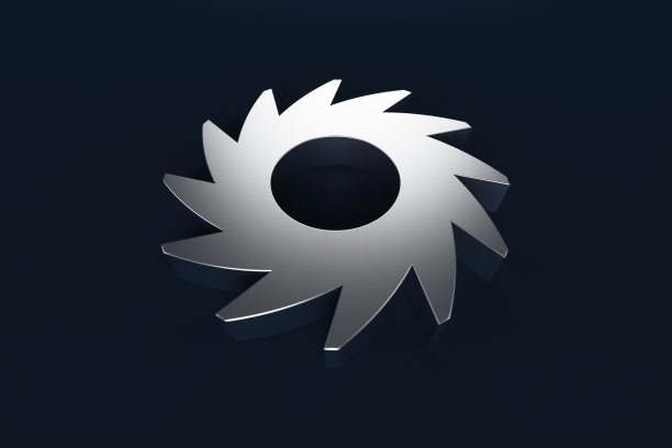 金属齿轮在蓝色背景上的特写。3d渲染图。图片下载