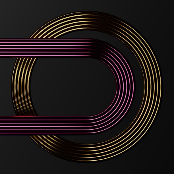 三维渲染抽象几何动态对象与黑暗背景。图片下载